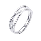 OOOPEL Sterling Silver Adjustable Ring S925 Silver Rings for Women Cubic Zirconia Twist Love Knot Dainty Ring Silver Minimalist Open Finger Rings Silver Thumb Sterling Silver Ring