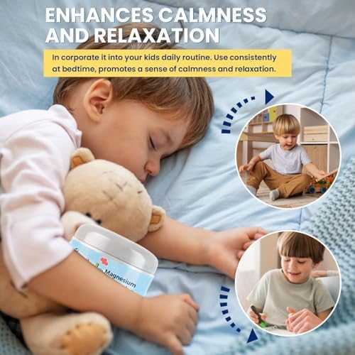Magnesium Lotion for Kids Sleep & Calm: Natural Bedtime Lotion Relaxation & Relieves Stress - Topical Magnesium Cream with Soothing Lavender, Shea Butter, Vitamin E - for Babies, Toddlers & Juniors