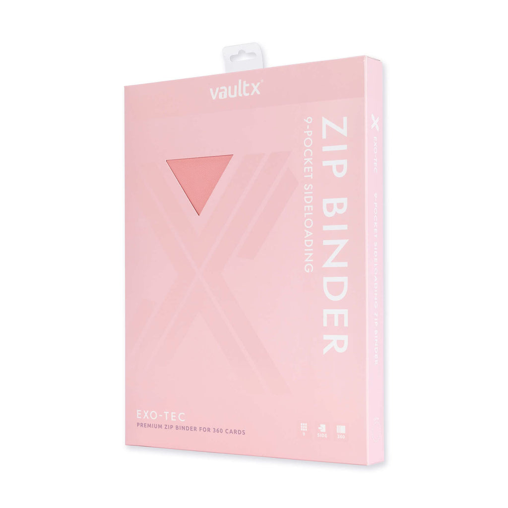 Vault X 9 Pocket Trading Card Zip Binder, 360 Cards, Premium Exo-Tec Album Material, 20 Side-Loading Pages, Folder for Collectible Games, Sports, TCG (Pink)