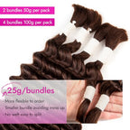 28 Inch Human Braiding Hair Deep Water Wave 2 Bundles/Pack 50g, Dark Brown Bulk Human Hair Braiding Hair for Boho Braids, Curly Wet and Wavy Braiding Boho Human Hair for Braiding No Weft
