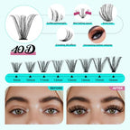 Lash Clusters Kit 240Pcs,Diy Eyelash Extension Kit 40D D Curl,Individual Lashes Cluster with Lash Bond & Seal Lash Tweezer and Lash Glue Remover,Eyelashes Extensions Kit For Beginners (D-MIX 9-16mm)