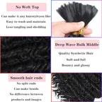 Deep Wave Bulk Hair For Braiding Hair 18inch 300g Wet And Wavy No Weft Quality Synthetic Hair Braiding Extensions For Boho Braids Natural Color 4 Bundles/Pack