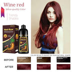 Burgundy Hair Dye Shampoo 3-IN-1,Gray Hair Coverage for Women & Men, Instant & Long-lasting Hair Color in Minutes, Pure Plant Extract Color Shampoo Hair Dye Kit for All Hair Types(Wine Red)