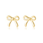 SLUYNZ Solid 925 Sterling Silver Tiny Bow Earrings Stud for Women Teen Girls Small Bowknot post Stud Earrings (B-Gold Plated)
