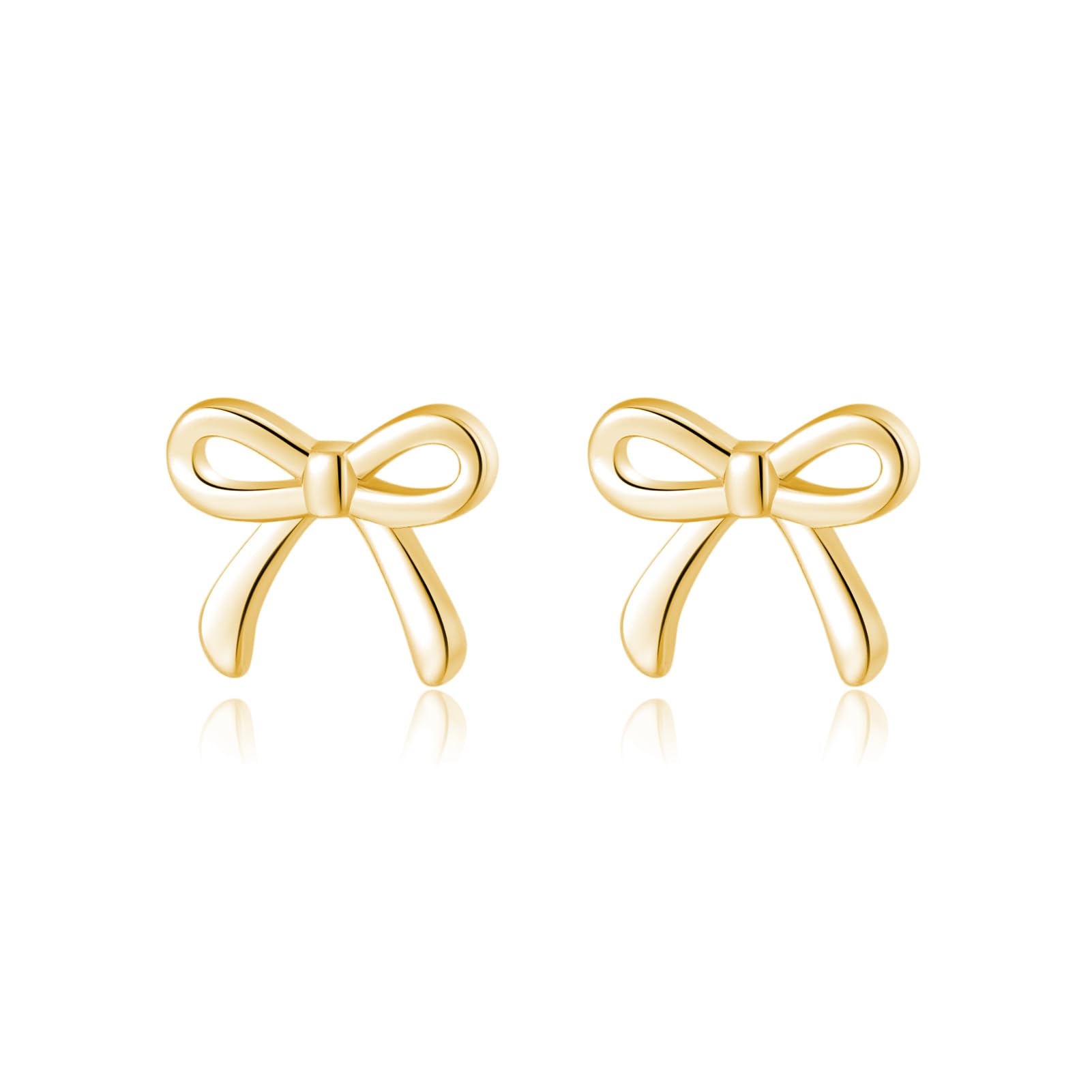 SLUYNZ Solid 925 Sterling Silver Tiny Bow Earrings Stud for Women Teen Girls Small Bowknot post Stud Earrings (B-Gold Plated)