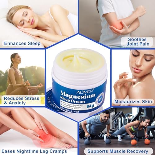 Magnesium Cream for Sleep,Magnesium Lotion,Magnesium Oil,Magnesium Cream for Feet,Magnesium Butter,Soothes Muscle Tension,Relaxation,3.17oz