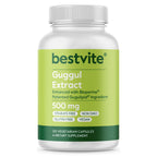 BESTVITE Guggul Extract 500mg (120 Vegetarian Capsules) - Backed by Clinical Research, Patented and Standardized, Enhanced by Bioperine - No Fillers - No Stearates - Vegan - Non GMO - Gluten Free