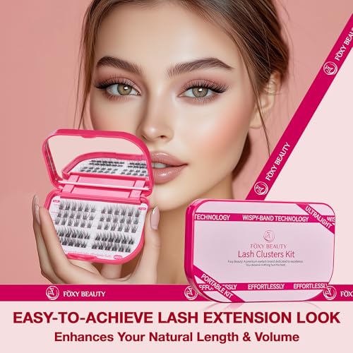 Lash Clusters Kit with Bond and Seal Lash Clusters Left &Right Lash Extension Kit with Eyelid Wipes Remover Eyelash Brush Eyelash Extension Kit Gift Set with Drawstring Bag Portable Lash Starter