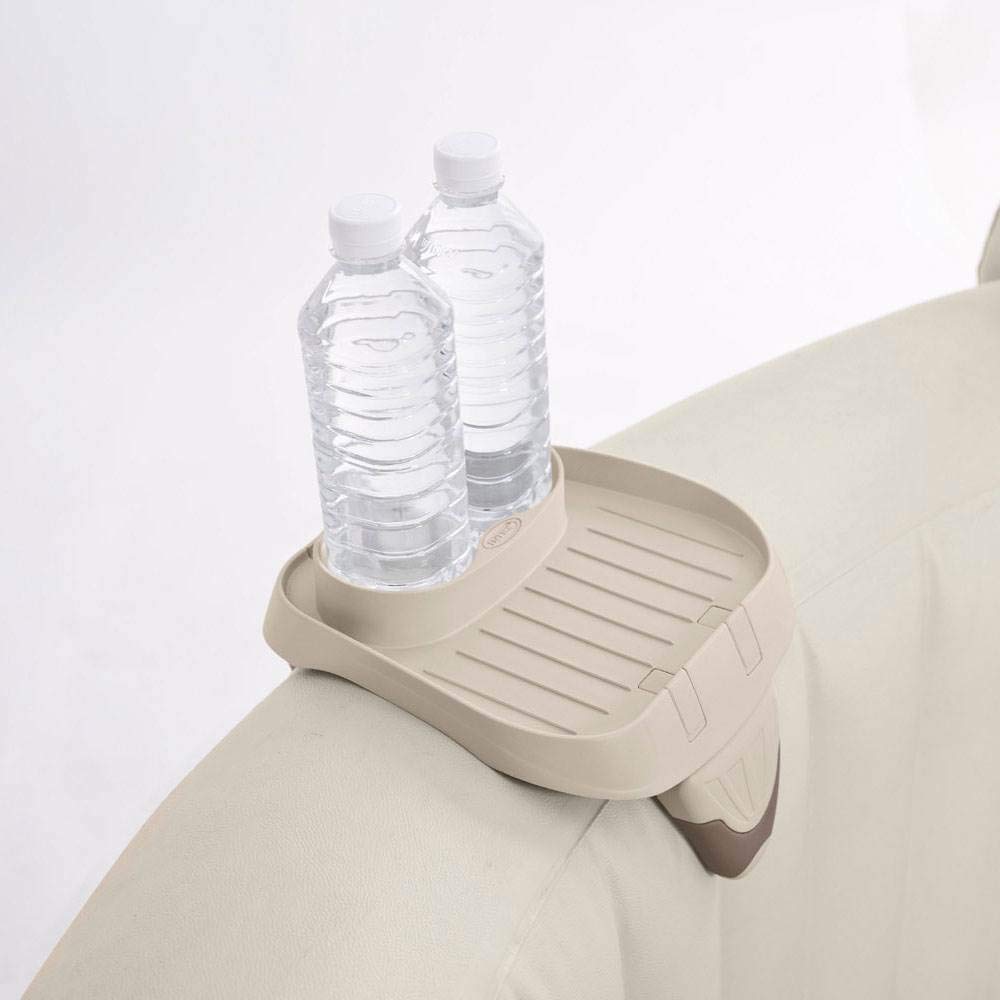 Intex PureSpa Attachable Cup Holder for Spa Wall, Pool and Hot Tub Accessory for Drinks that Holds 2 Standard Sized Beverages, Tan