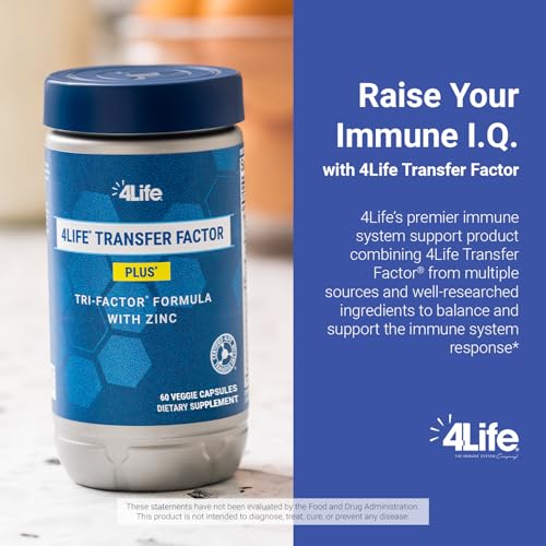 4Life Transfer Factor Plus - Support with Zinc, Super Mushroom Blend (Maitake, Shiitake, Agaricus), and Colostrum & Egg Yolk Extracts - 60 Capsules