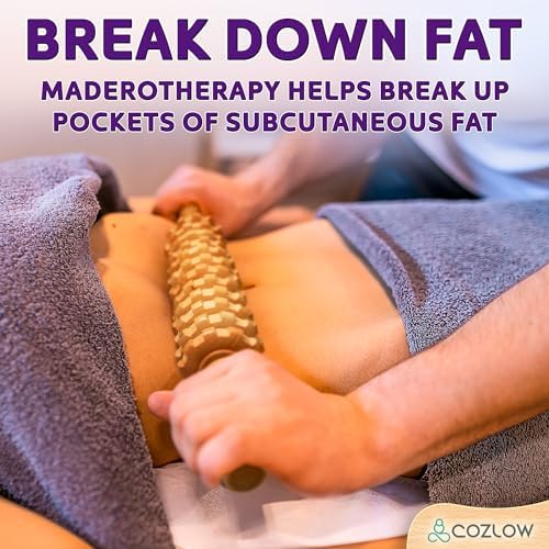 Wooden Massage Roller Stick (12 Rollers) - Curved Wood Therapy Massage Tool for Body Sculpting, Fascia Release & Lymphatic Drainage - Maderotherapy Helps Reduce Cellulite Appearance - by Cozlow
