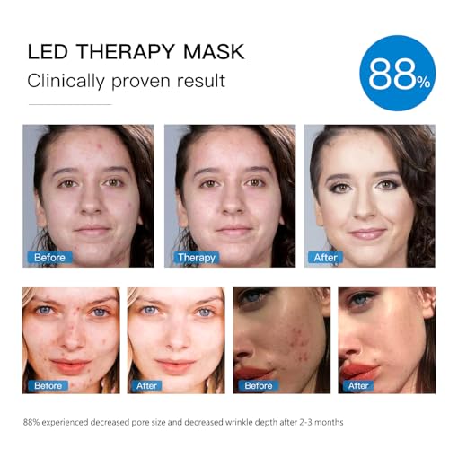 Red Light Therapy Mask for Face, Blue Red LED Light Therapy Device, 7+1 Colors LED Facial Skin Care Mask At Home, USB Rechargeable,Portable