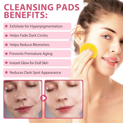 Turmeric Kojic Acid Cleansing Pads,40PCS Kojic Acid and Turmeric Cleansing Pads, Turmeric Kojic Acid Pads for Facial Cleansing