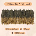 8 Pack Boho Box Crochet Braids Pre Looped with Curly Ends Ombre Blonde - 8 Inch Goddess Bohemian Box Braids Crochet Hair for Black Women Synthetic 3X Boho Crochet Hair Extensions Pre Looped T27