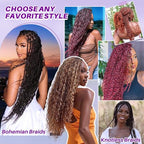 Human Braiding Hair for Boho Braids, Deep Wave Bulk Boho Braids Human Hair for Boho Knotless Braids Curly Bohemian Water Wave Braiding 70g 20 Inch Auburn Ginger (2 No Weft Bundles/Pack)