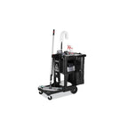 Rubbermaid Commercial Products Executive Series Janitorial and Housekeeping Cleaning Cart with Locking Cabinet, Wheeled with Zippered Black Vinyl Bag, Black, 38.4" H x 21.8" W x 46" L