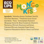 LIP BALM Mongo Kiss 6-Pack (6 tubes) Vanilla Honey by Eco Lips 100% Organic Beeswax & Cocoa Butter Lip Care with Organic Mongongo Oil - Soothe & Moisturize Dry and Cracked Lips - Made in USA