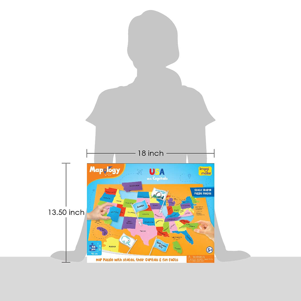 Imagimake Mapology USA Map with Capitals | Learning States and Capitals | US Geography Toys for Ages 8-13 | Jigsaw Puzzles for Kids Ages 8-10 | Educational Back to School Gifts for Kids Age 5-7 & 9-12