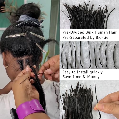 Bulk Pre Divided Human Hair for Crochet Boho Braids Extensions Curly Double Drawn Bulk Human Hair Bundles for Braiding Loose Deep Wave No Weft for Women 20inch 320 roots 100g