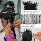 Bulk Pre Divided Human Hair for Crochet Boho Braids Extensions Curly Double Drawn Bulk Human Hair Bundles for Braiding Loose Deep Wave No Weft for Women 20inch 320 roots 100g