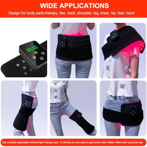 Red Light Therapy, Cordless Infrared Therapy Pad for Back Knee Leg Pain Relief, Portable 660nm 850nm Wireless Red Infrared Light Therapy Wrap Belt with Rechargeable Controller Gift for Women Men