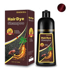 Hair Dye Shampoo 3-in-1 Champu Para Canas Mujer, Instant Dark Wine Red Herbal Hair Color Treated Shampoo, Burgundy Long Lasting Easy to Use for Women Men, 500ml