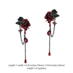 Gothic personality Red rose earrings Fashion long tassel earrings for women M3626