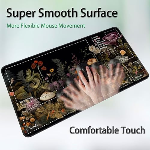 Magic TCG Rubber Playmat - Tabletop Card Playmat with Smooth Surface, Inked Game Mat with Zones, Battle Game, Wildflower Mushroom