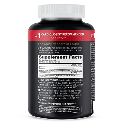 Qunol Ultra CoQ10 100mg, 3x Better Absorption, Patented Water and Fat Soluble Natural Supplement Form of Coenzyme Q10, Antioxidant for Heart Health, 120 Count Softgels