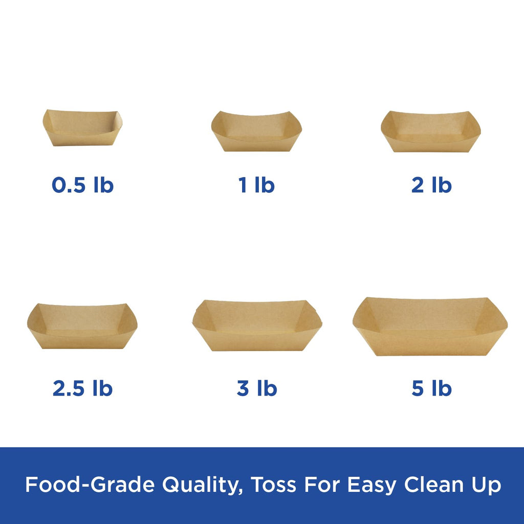 Karat Paper Food Trays Disposable [1 LB - 1,000 ct] Sturdy Food Boats, Leak Resistant | Ideal for Snacks, Nachos and Finger Foods | Kraft