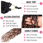 8Packs Goddess Locs Crochet Hair 18 Inch Ombre Faux Locs Crochet Hair with Curly Ends Pre-looped River Locs Crochet Braids Boho Hippie Locs Synthetic Hair Extensions(#1B3027)