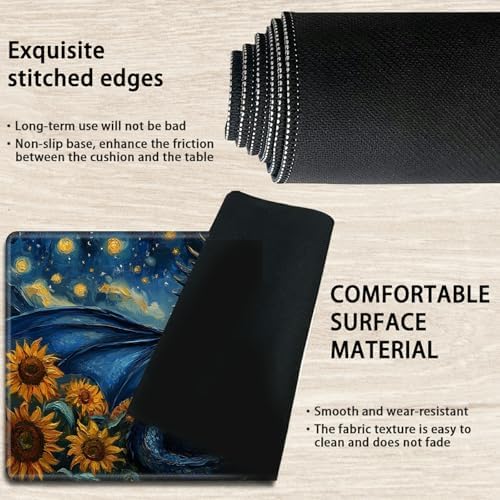 Playmats for Magic: The Gathering MTG Card Game Mat Plus 50 Pcs Card Sleeves, 24 x 14 inch TCG Mat with Stitched Edge for Commander Deck Duskmourn Board Game, Blue Dragon Sunflowers Sky