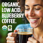 VitaCup Perfect Blueberry Flavored Low Acid Coffee Pods, Organic, Fair Trade, Dark Roast Single Origin from Guatemala, Clean & Pure, Recyclable Single Serve Pods, 64 Ct