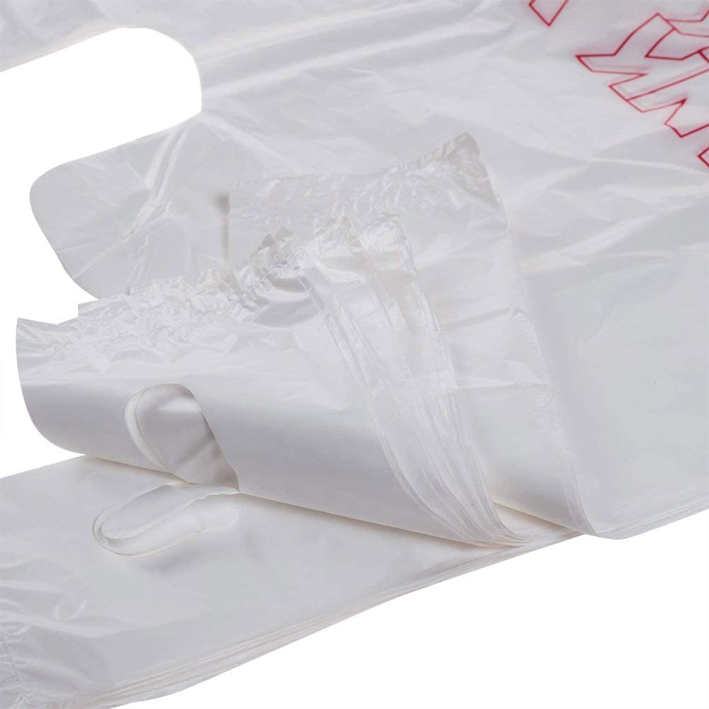 TashiBox Thank You plastic bags with handles(500 count),shopping,grocery T-shirt bags for small business,11.5" X 6.25" X 21", 15mic, 0.6 Mil
