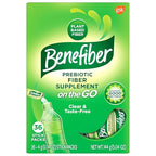 Benefiber On The Go Prebiotic Fiber Supplement Powder for Digestive Health, Daily Fiber, Unflavored Stick Packs - 36 Sticks (Pack of 2)