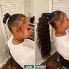 YEAME Corn Wave Ponytail Extension Clip in - 22 Inch Long Wavy Curly Wrap Around Pony Tail Heat Resistant Synthetic Hairpiece for Women (Brown mixed Light Auburn #8H30)
