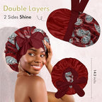 BONNET QUEEN Silk Bonnet for Sleeping Women Reversible Double Layer Satin Bonnet Hair Bonnet Night Sleep Cap for Curly Hair
