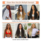 Ombre Curly Braiding Hair 22 Inch Ocean Wave Crochet Hair for Black Women 3Packs Deep Wave Wet and Wavy Braiding Hair For Boho Braids （1B/27/613)