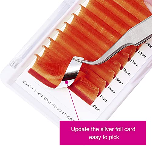 Volume Eyelash Extensions D Curl 0.07 15-20mm Mixed Tray Color Lashes Extensions Orange Lash Extensions Easy Fan 3D-10D Rapid Blooming Lashes Extensions Colored by FADVAN (0.07mm-D, 15-20mm)