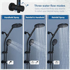 7.5" Rotatable Dual Shower Head with Handheld Combo, Kids Friendly Low 3-Way Diverter, Adjustable Slide Bar for Whole Family Use, Enjoy High Pressure Rainfall Spa Shower, Matt Black