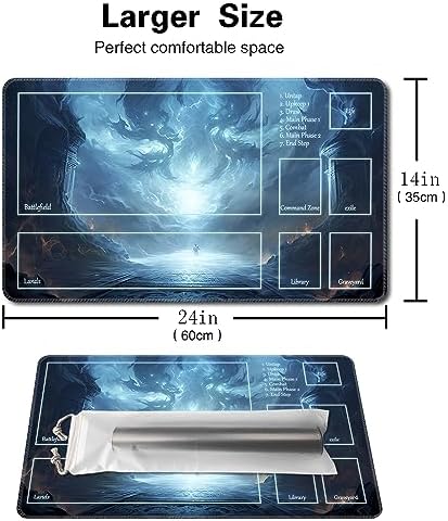 MTG Playmat Size 24x14in Free Storage Bags Non-Slip Backing Printing, Ideal for Card Game Enthusiasts TCG Playmat (with Zone,Battle)