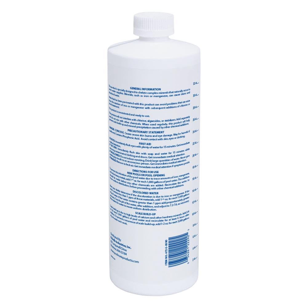 Pool Mate 1-Quart 4-Pack Premium Metal Out Stain and Mineral Inhibitor, Pool Metal Remover, Stain Remover, Made in USA