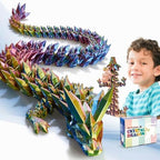 Large 3D Printed Dragon,30 Inch 3D Dragon Toys,Bigger Fidget Crystal Animals Toys, 3D Printed Articulated Animals for Home Office Car Desk Decor (Red Gold Blue, 30 inch)