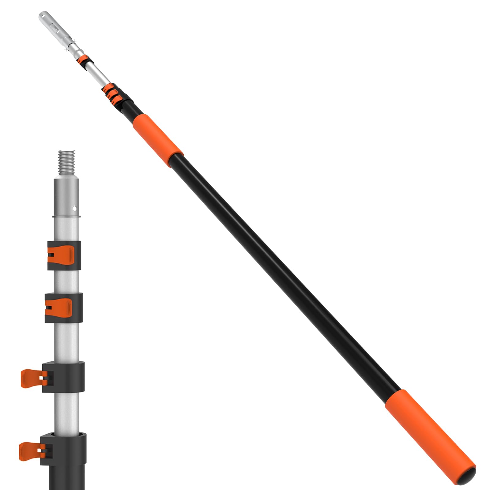 LAANPOLE Telescopic Pool Pole, 16ft Heavy Duty Swimming Pool Pole, Adjustable Pool Cleaning Pole for Skimmer Nets, Vacuum Heads and Brushes