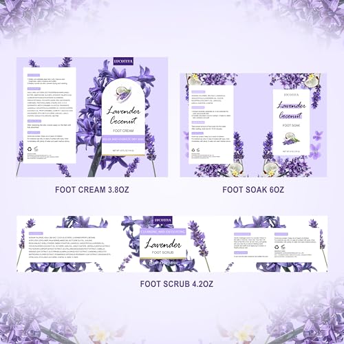 Foot Soak Set Feet Callus Remover Pedicure Set - Lavender Foot Soak Salts,Foot File,Foot Scrub & Urea Foot Cream Pedicure Supplies For Dry Cracked Feet Foot Spa Kit for Women