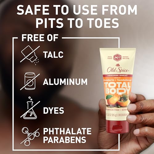Old Spice Whole Body Deodorant for Men, Total Body Deodorant, Mandarin + Sandalwood, Aluminum Free Deodorant Cream for 24/7 Freshness // Dermatologist Tested Whole Body Deodorant, 3.0 oz