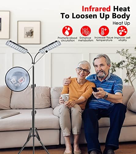 Red Light Therapy Lamp, Infrared Light Therapy with Stand - 660nm Redlight and 850nm Near Infrared Light Device for Body Pain Relief Skin Care