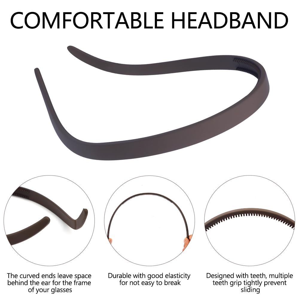 TOBATOBA Headbands for Glasses Wearers No Pressure No Headache Hairbands Square Sunglasses Headband for Women Comfortable Head bands for Girls Non Slip with Teeth 6Pcs