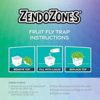 JT Eaton ZendoZones 1818-TT Fruit Fly Trap with Zendo Lure, Tranquil Tabitha with Plastic, White Base, Refillable and Reusable, Long-Lasting