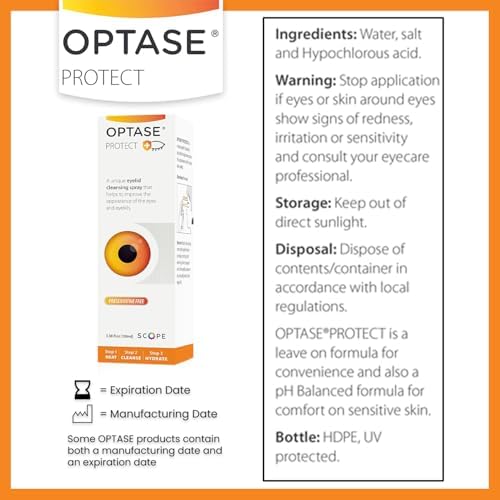 Optase Protect Eyelid Cleansing Spray - Hypochlorous Acid Spray for Daily Protection - pH Neutral, Suitable for All Ages - Hypochlorous Acid Eyelid Cleanser - 100 ml